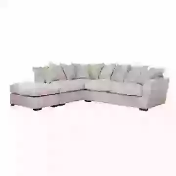 Stylish Fabric Left Hand Facing Corner Sofa with Stool (Scatter Back)